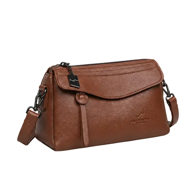 Elegant Brown Leather Crossbody Shoulder Bag