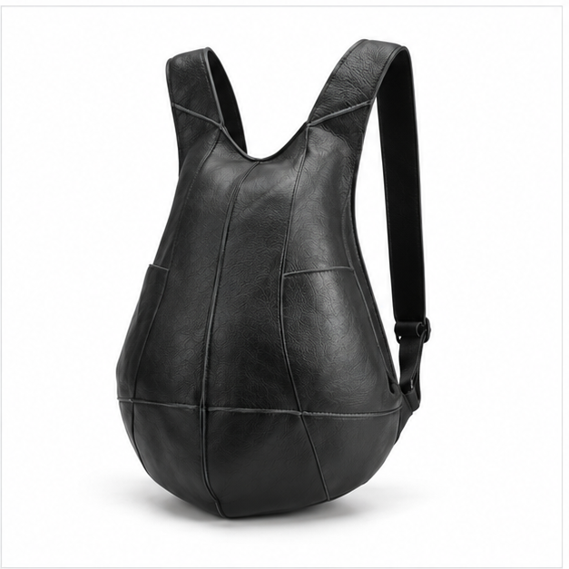 Sleek Black Leather Everyday Leather Backpack