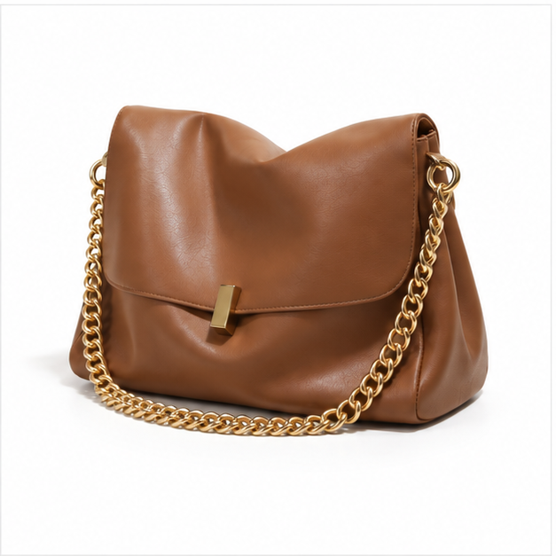 Elegant Coffee Chain Shoulder Handbag