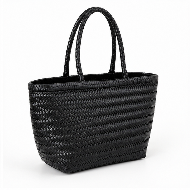 Black Woven Structured Everyday Carry Tote