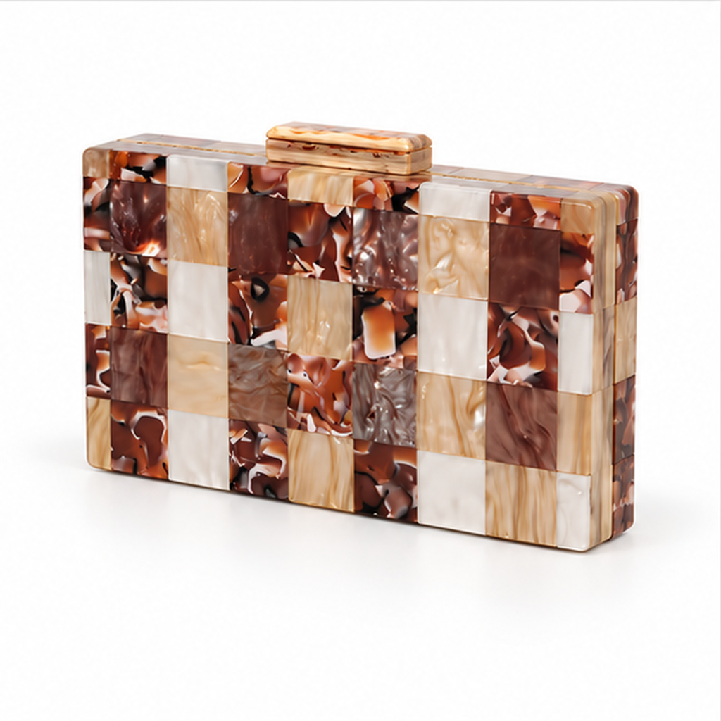 Marble Mosaic Structured Evening Clutch Bag