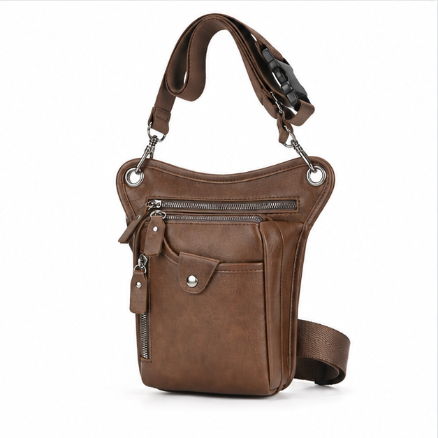 Dark Brown Multi-Pocket Crossbody Sling Bag