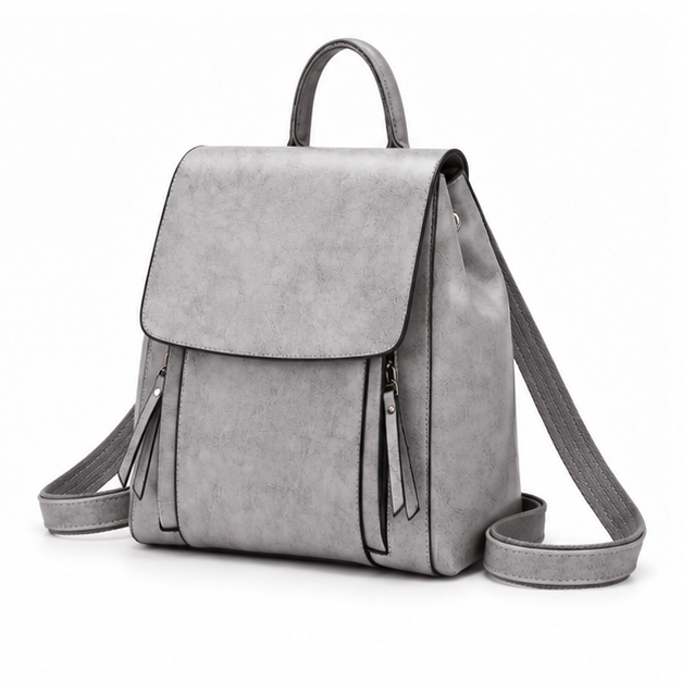 Elegant Grey Adjustable Flap Backpack