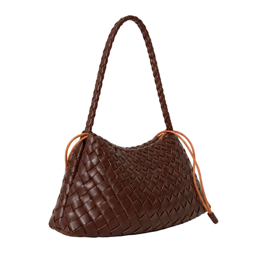 Woven Chocolate Brown Braided Shoulder Bag