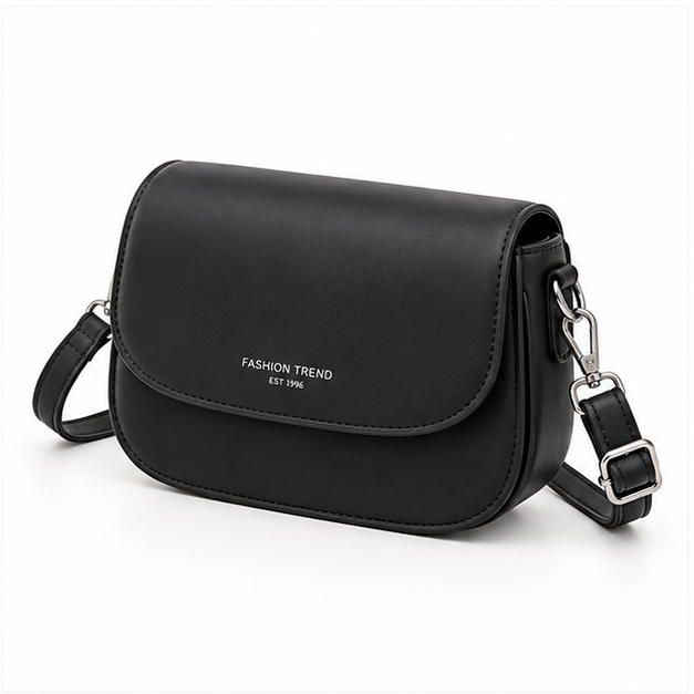 Elegant Black Saddle Crossbody Shoulder Bag