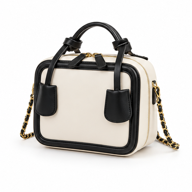 Elegant Contrast Chain Strap Handbag Purse