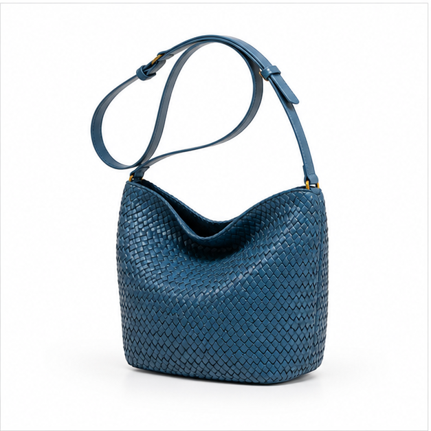 Woven Slouchy Adjustable Shoulder Bucket Bag