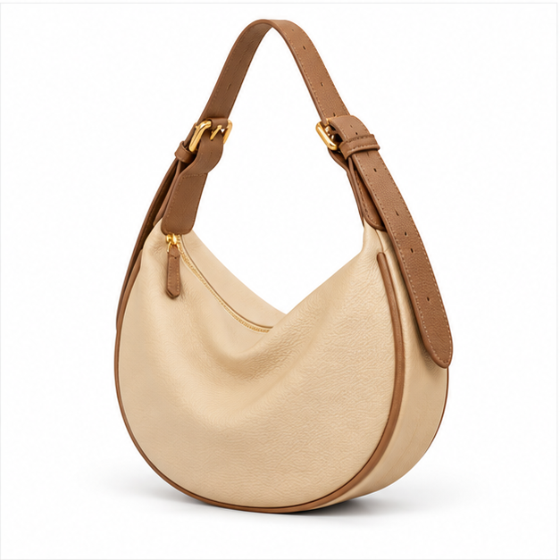 Khaki Crescent Hobo Shoulder Bag Handbag