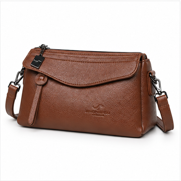 Elegant Brown Leather Crossbody Shoulder Bag