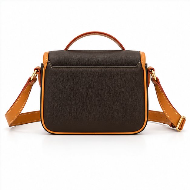 Vintage Two-Tone Buckle Crossbody Satchel