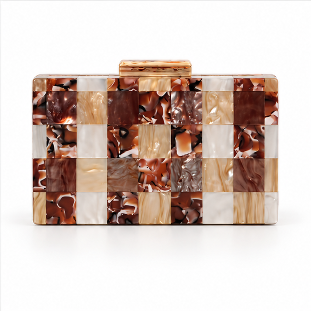 Marble Mosaic Structured Evening Clutch Bag