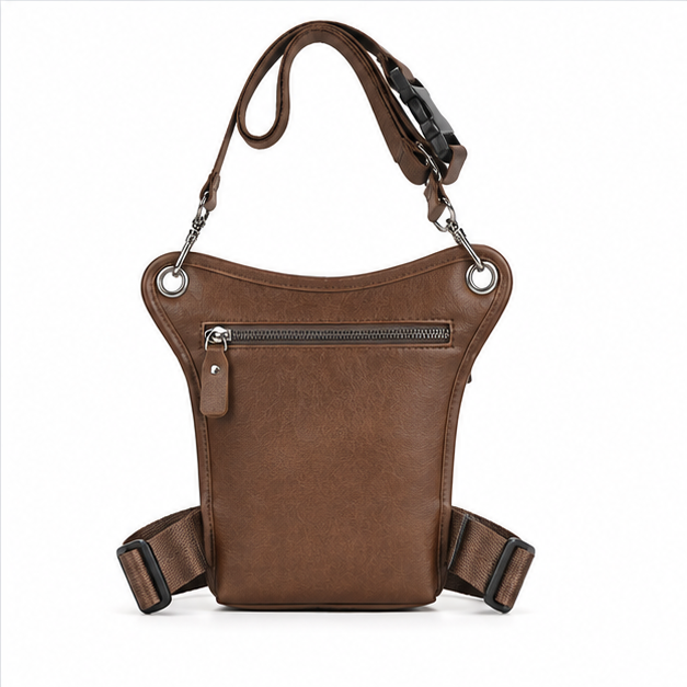 Dark Brown Multi-Pocket Crossbody Sling Bag