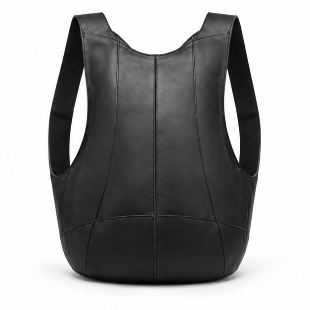 Black Minimalist Leather Everyday Backpack
