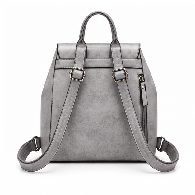 Elegant Grey Adjustable Flap Backpack