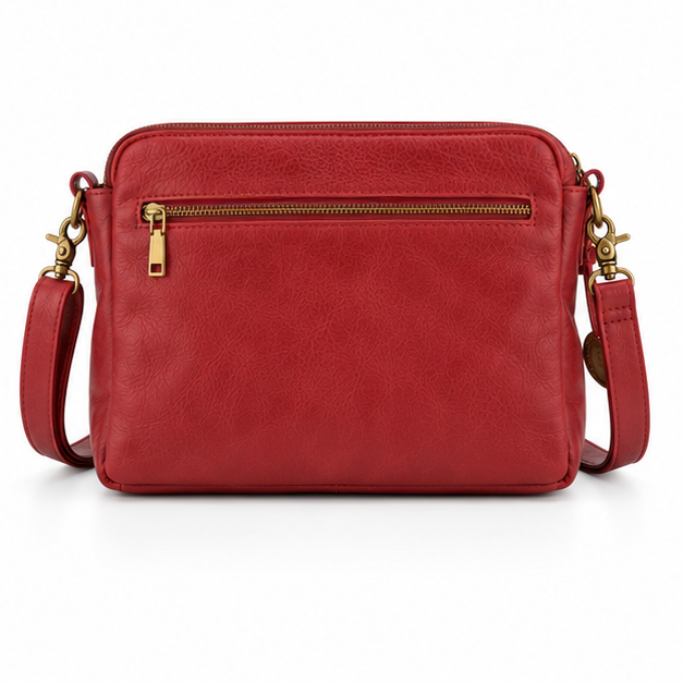 Vintage Red Leather Crossbody Shoulder Bag
