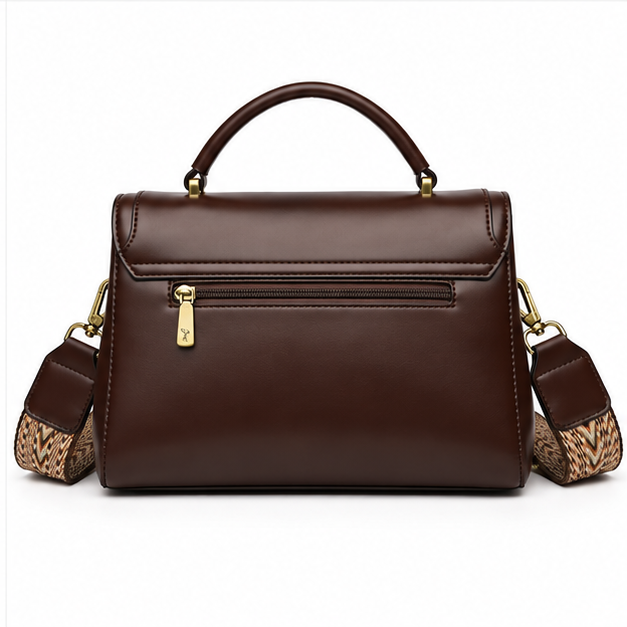 Dark Brown Classic Structured Crossbody Handbag