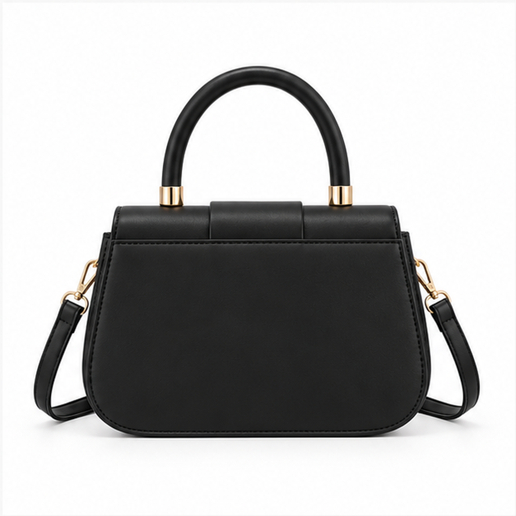 Elegant Black Structured Top Handle Handbag