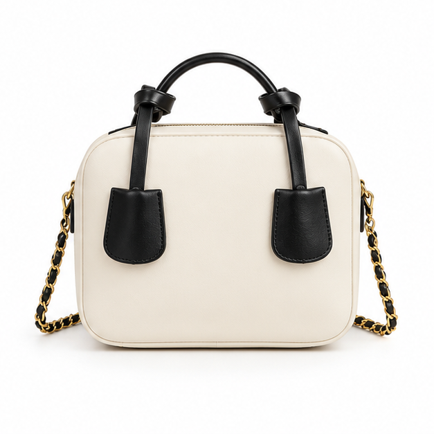 Elegant Contrast Chain Strap Handbag Purse