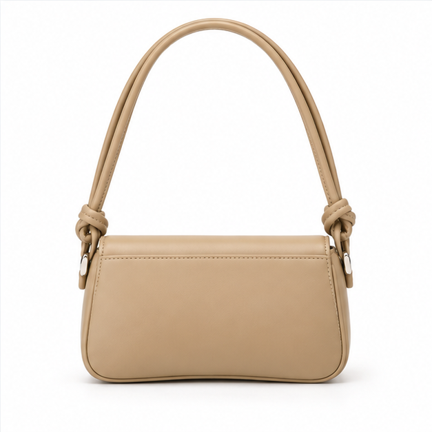 Khaki Curved Flap Shoulder Handbag