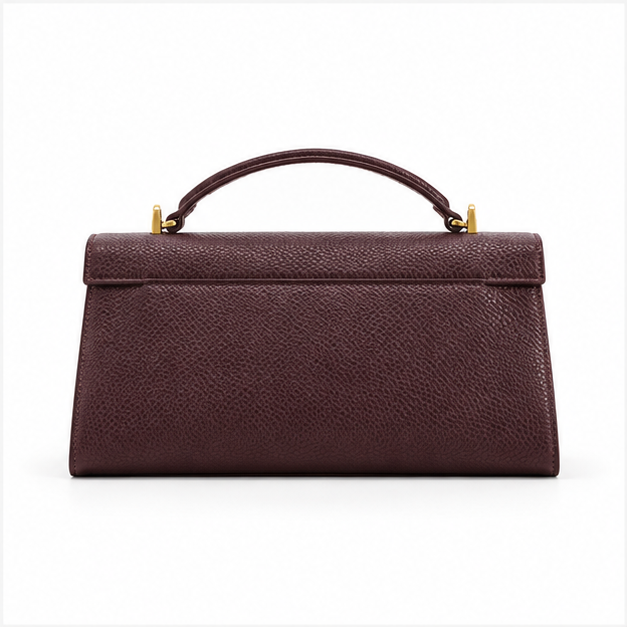 Burgundy Structured Top Handle Statement Handbag