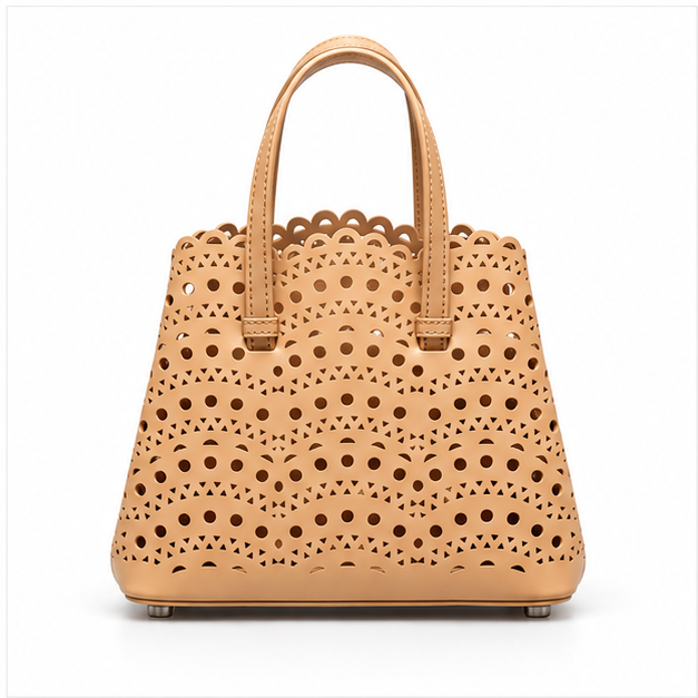 Apricot Laser Cut Structured Tote Bag