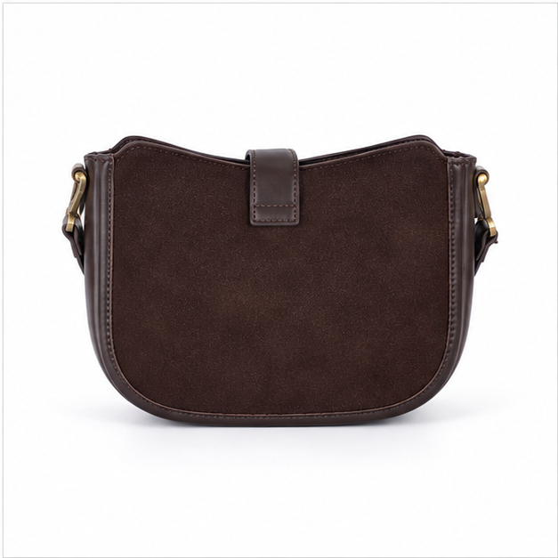 Elegant Brown Suede Crossbody Shoulder Bag