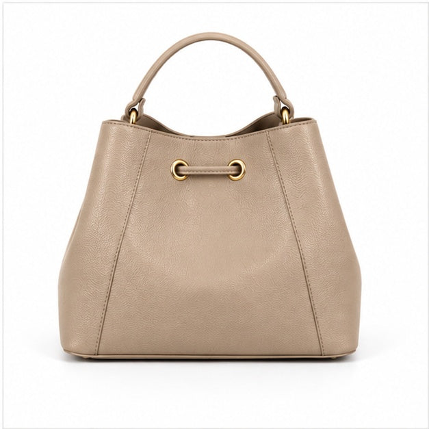 Khaki Drawstring Bucket Handbag Pouch Set