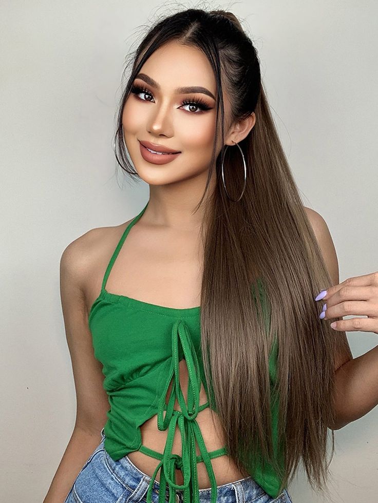 Long Straight Claw In Ponytail Hair Extension Synthetic