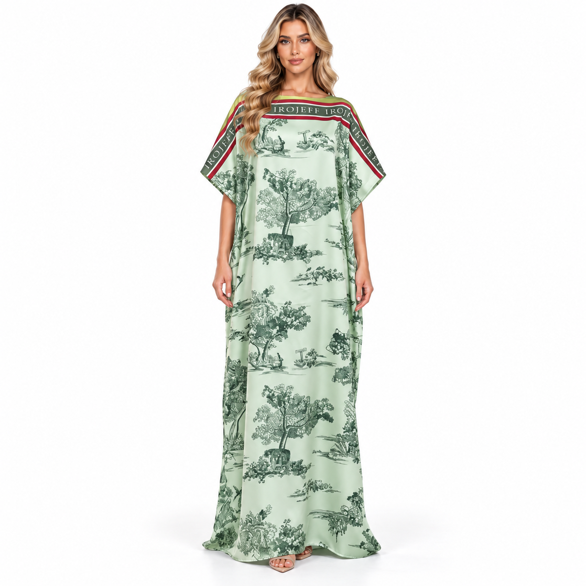 Elegant Mint Green Scenic Modern Kaftan
