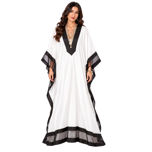 White Black Modern Plus Size Kaftan