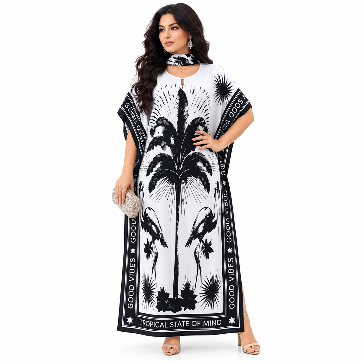 Elegant Black Print Women’s Baju Kaftan