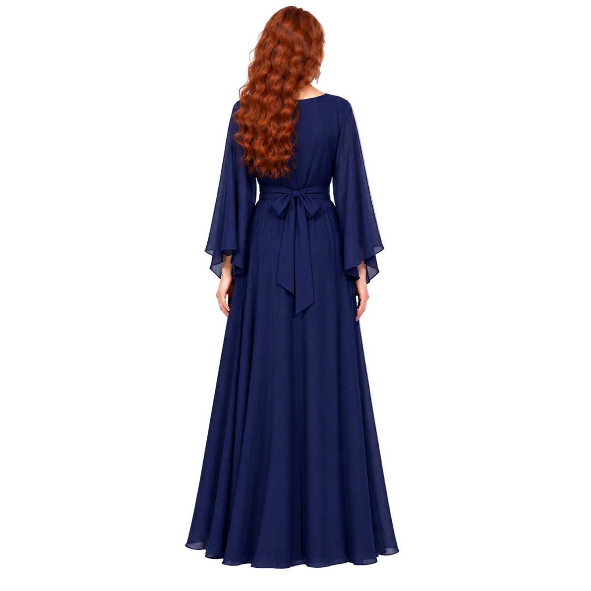 Navy Blue Embroidered Elegant Lebaran Kaftan