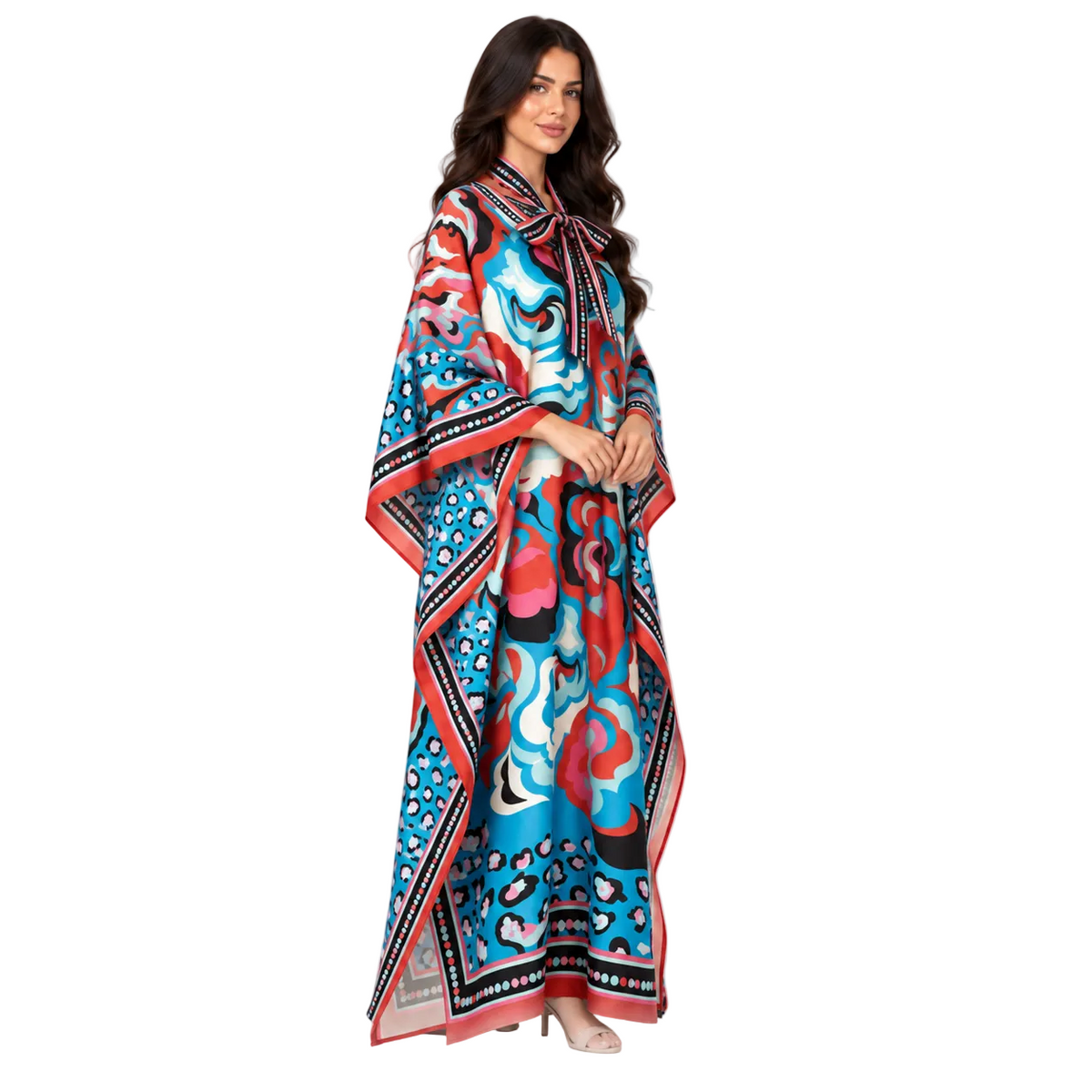Multicolor Abstract Floral Plus Size Kaftan