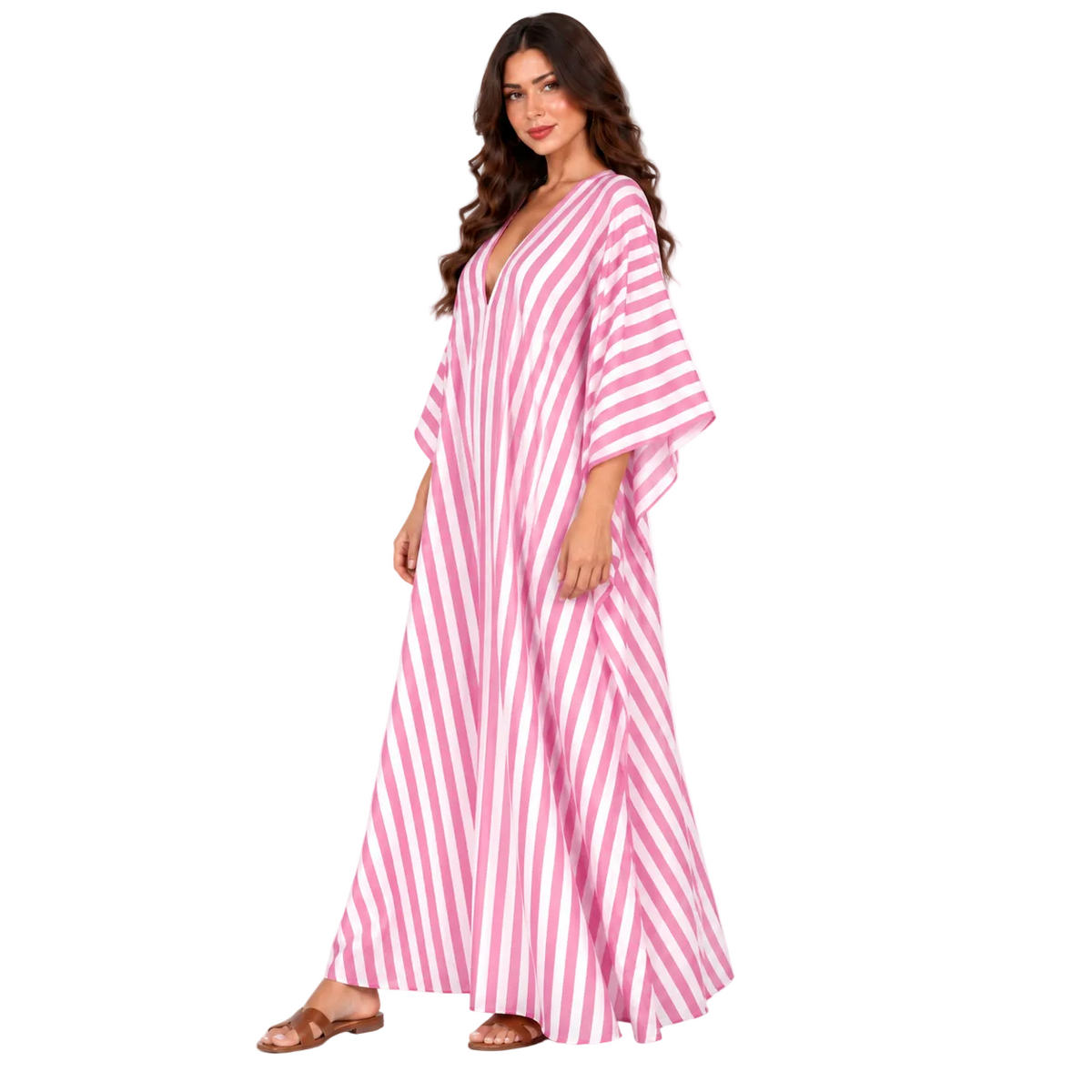 Pink Batwing Sleeve Plus Size Kaftan