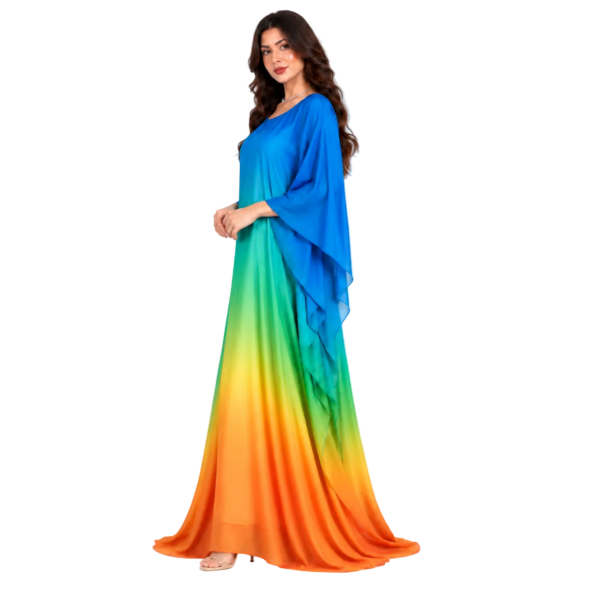 Rainbow Ombre Batwing Plus Size Kaftan