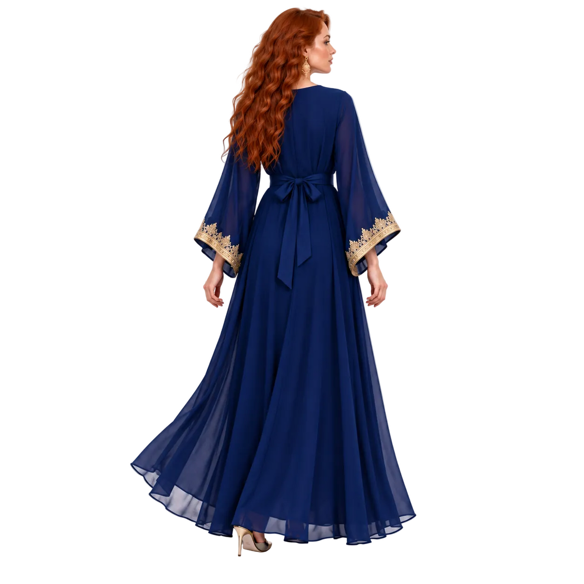 Royal Blue Embroidered Lebaran Kaftan Dress