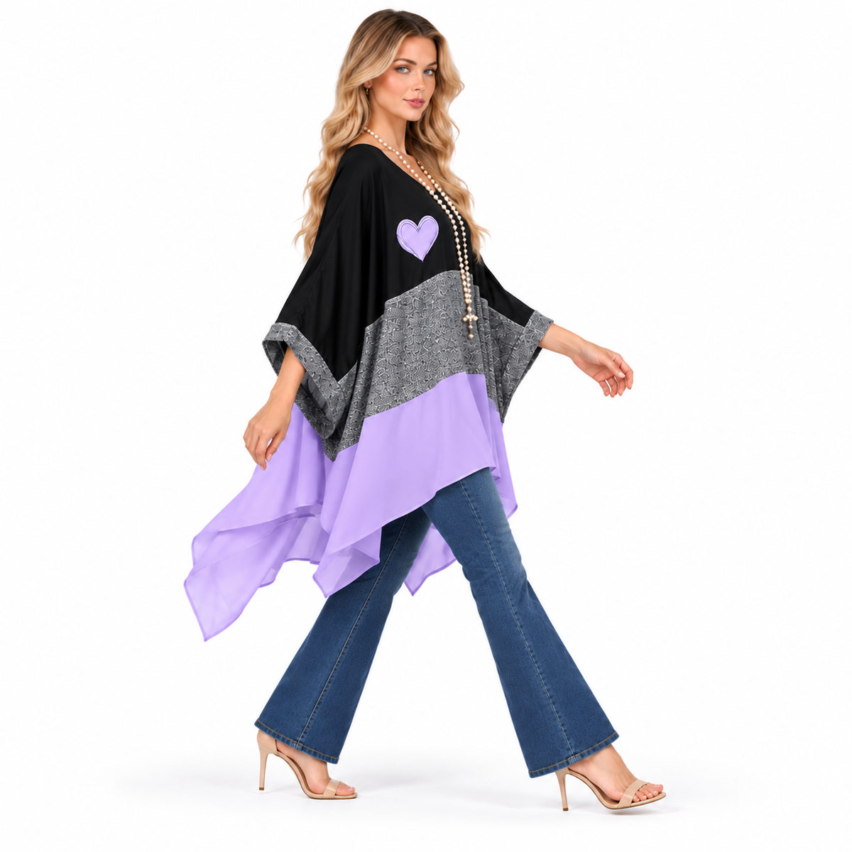 Elegant Color Block Plus Kaftan Top