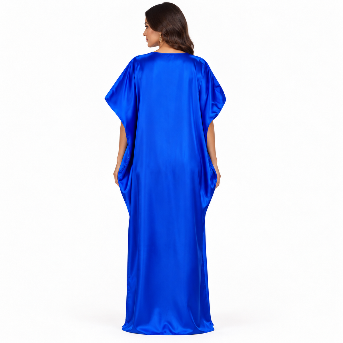 Royal Blue Gold Floral Baju Kaftan