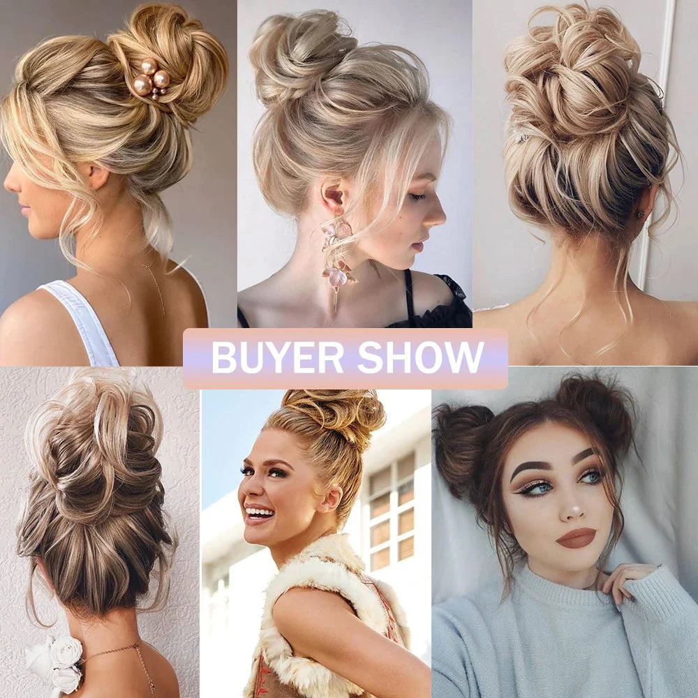 Brown Donut Updo Synthetic Hair Buns