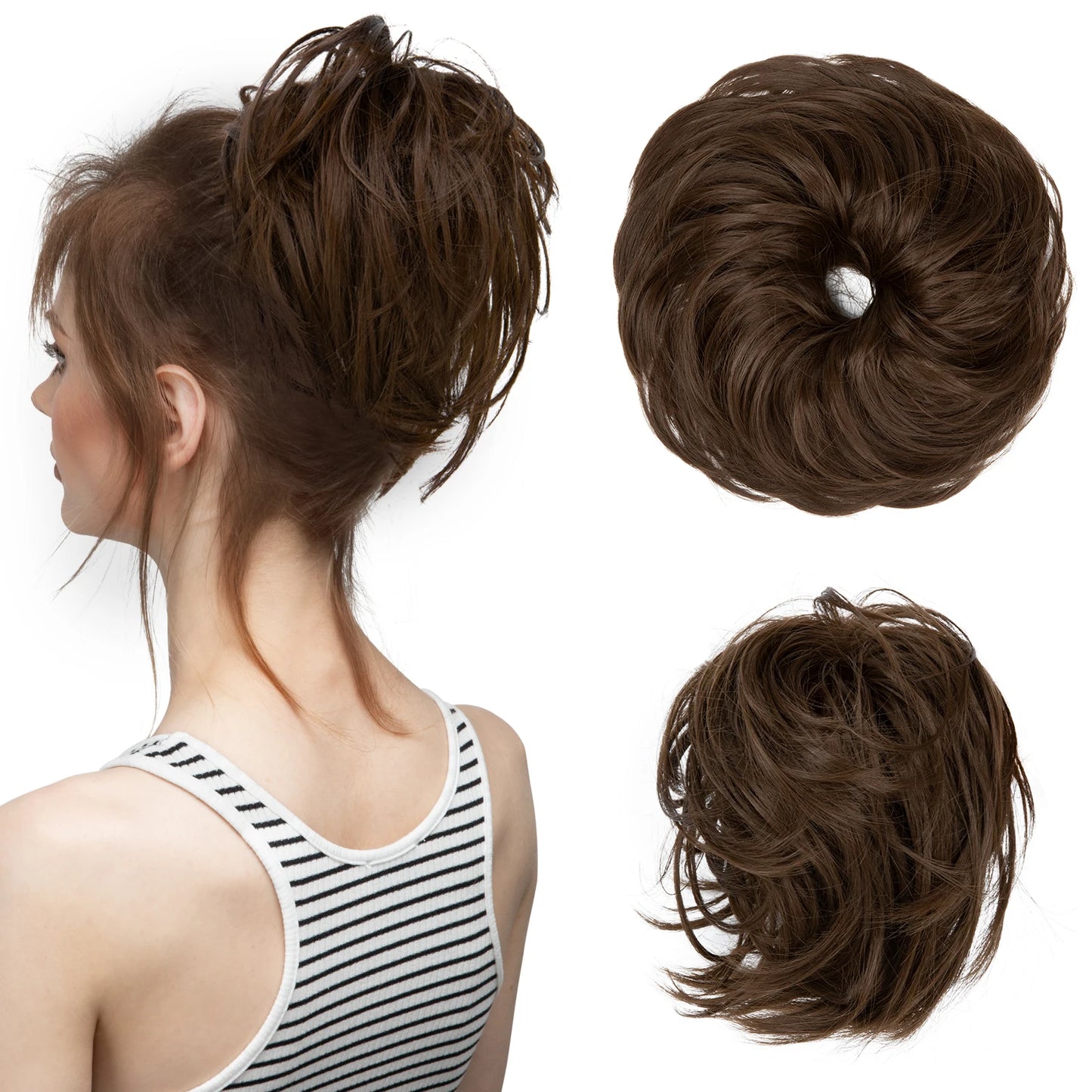 Synthetic Elastic Messy Bun Fake Hair Chignon Curly Scrunchie Updo Donut Hairpieces Bands Bundle Tail Blonde Hair For Women