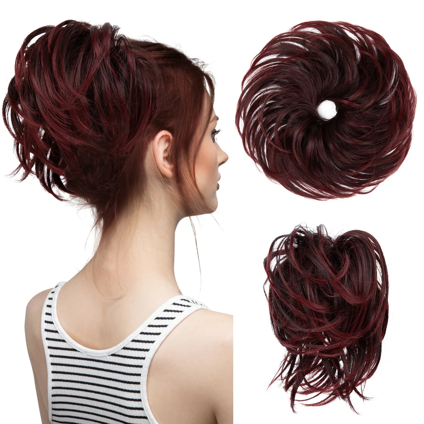 Synthetic Elastic Messy Bun Fake Hair Chignon Curly Scrunchie Updo Donut Hairpieces Bands Bundle Tail Blonde Hair For Women