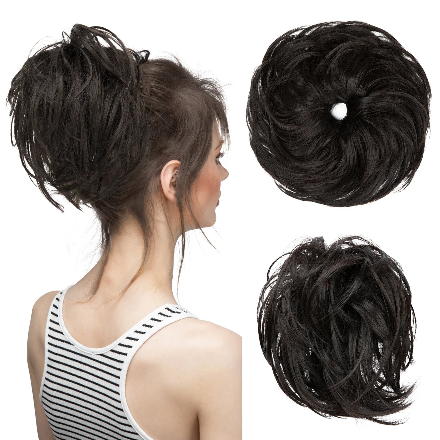 Synthetic Elastic Messy Bun Fake Hair Chignon Curly Scrunchie Updo Donut Hairpieces Bands Bundle Tail Blonde Hair For Women