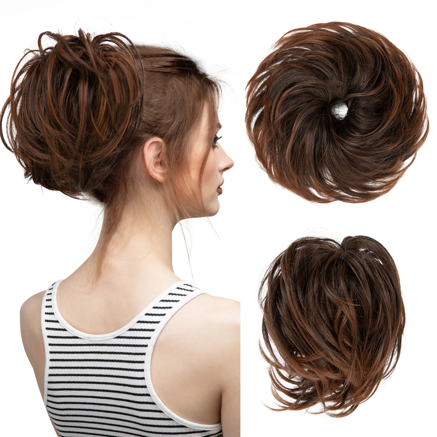 Synthetic Elastic Messy Bun Fake Hair Chignon Curly Scrunchie Updo Donut Hairpieces Bands Bundle Tail Blonde Hair For Women