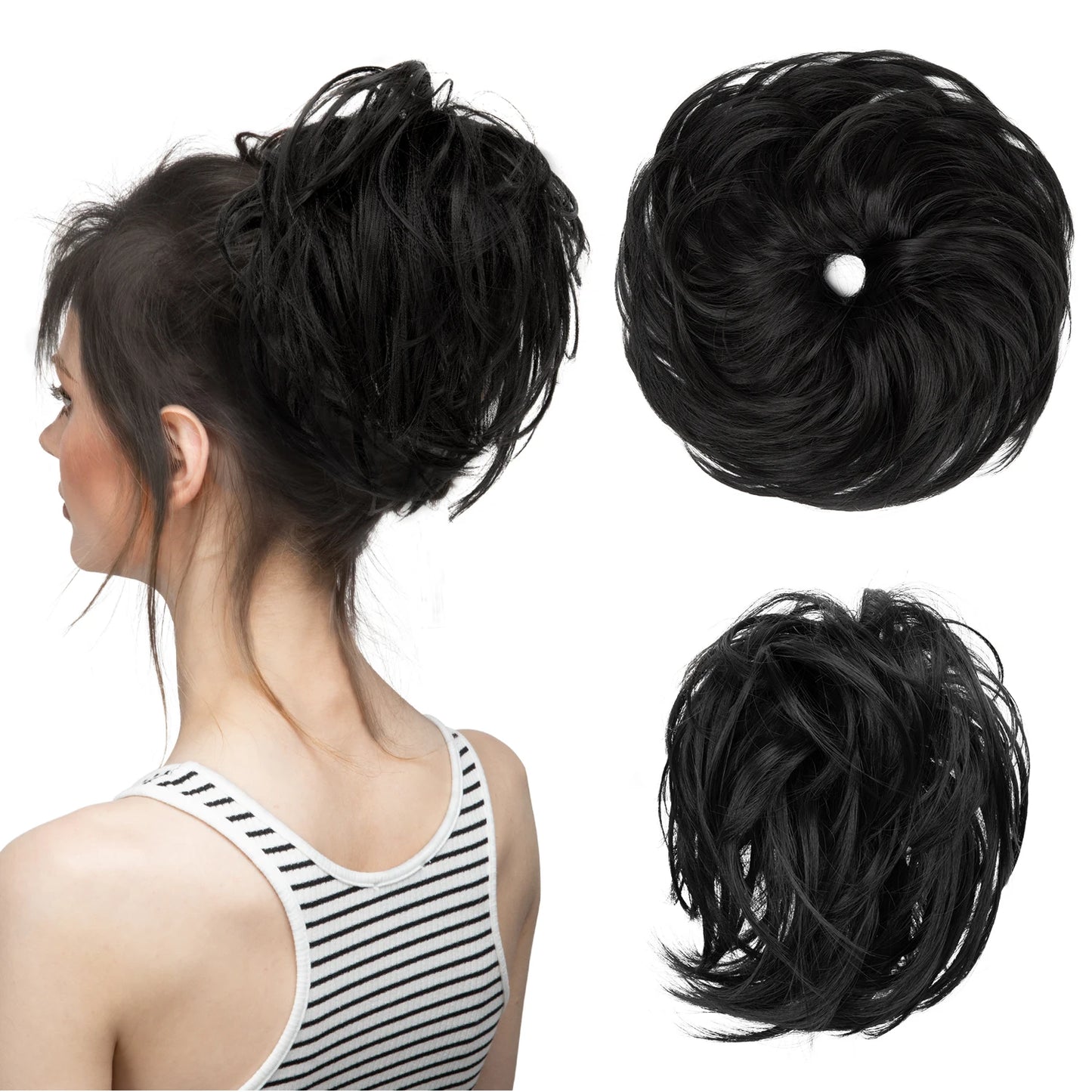 Synthetic Elastic Messy Bun Fake Hair Chignon Curly Scrunchie Updo Donut Hairpieces Bands Bundle Tail Blonde Hair For Women