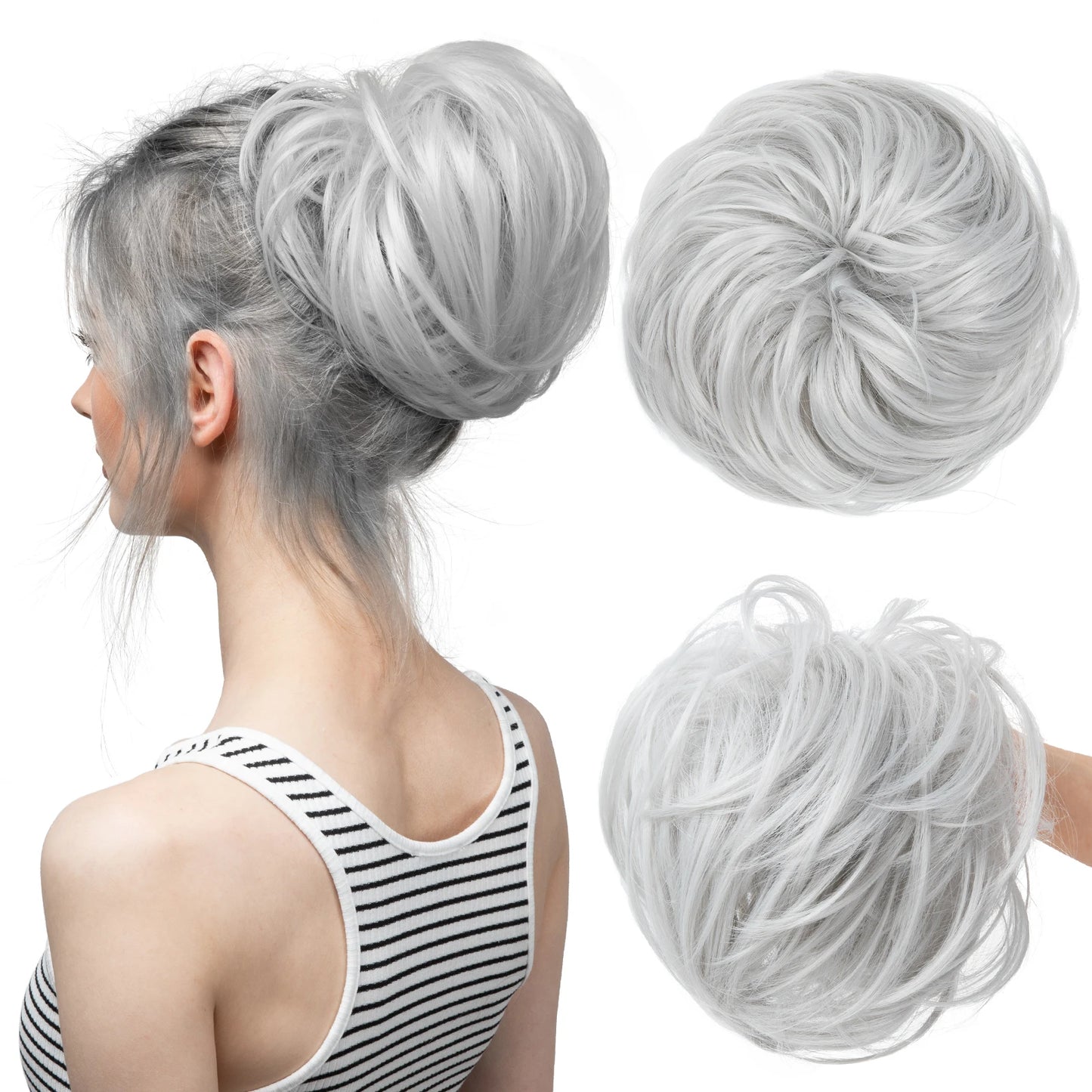 Synthetic Elastic Messy Bun Fake Hair Chignon Curly Scrunchie Updo Donut Hairpieces Bands Bundle Tail Blonde Hair For Women