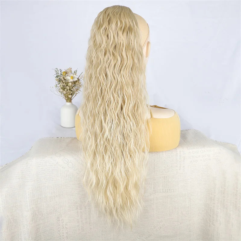 Curly Wavy Ponytail Hair Extension for Women - Synthetic Drawstring