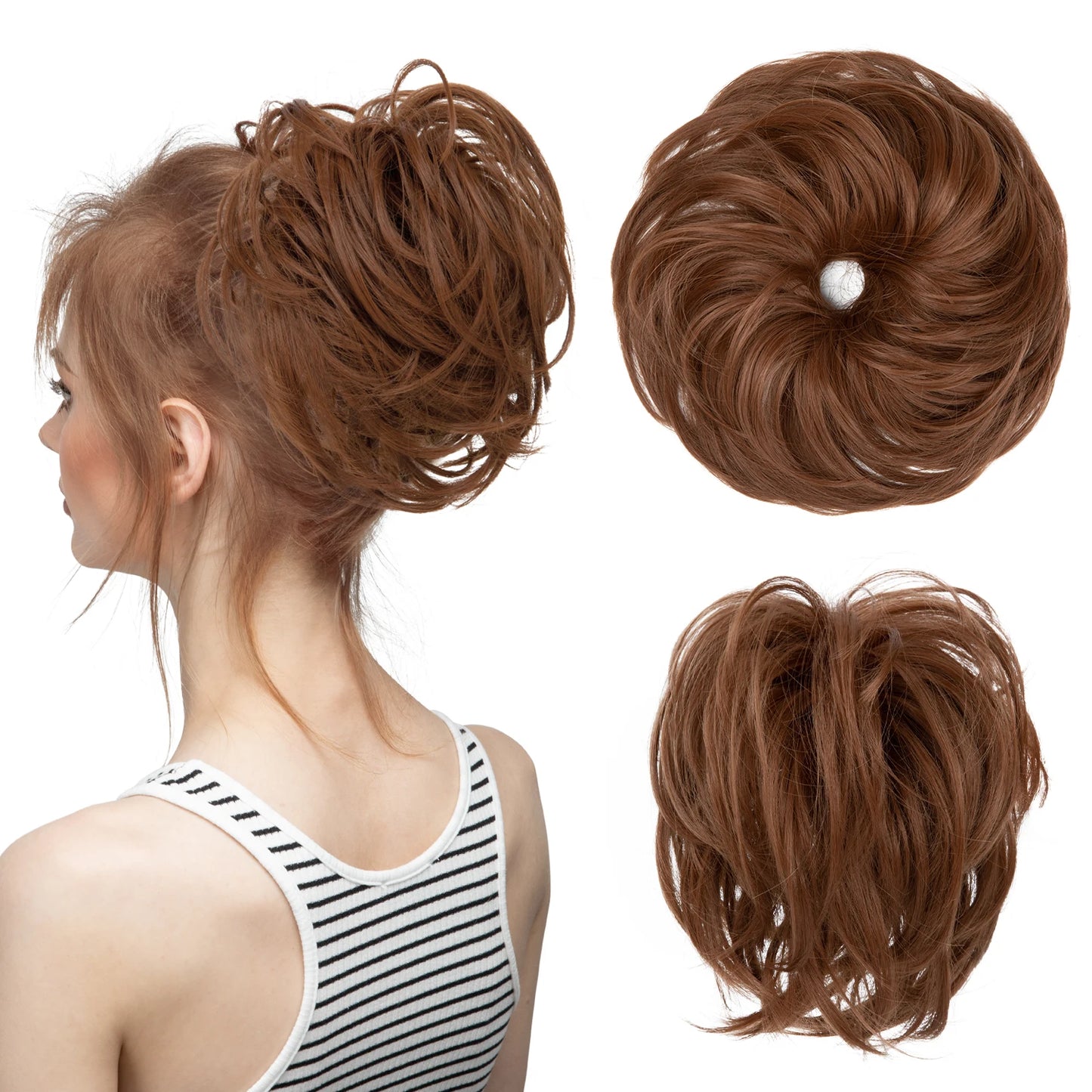 Synthetic Elastic Messy Bun Fake Hair Chignon Curly Scrunchie Updo Donut Hairpieces Bands Bundle Tail Blonde Hair For Women