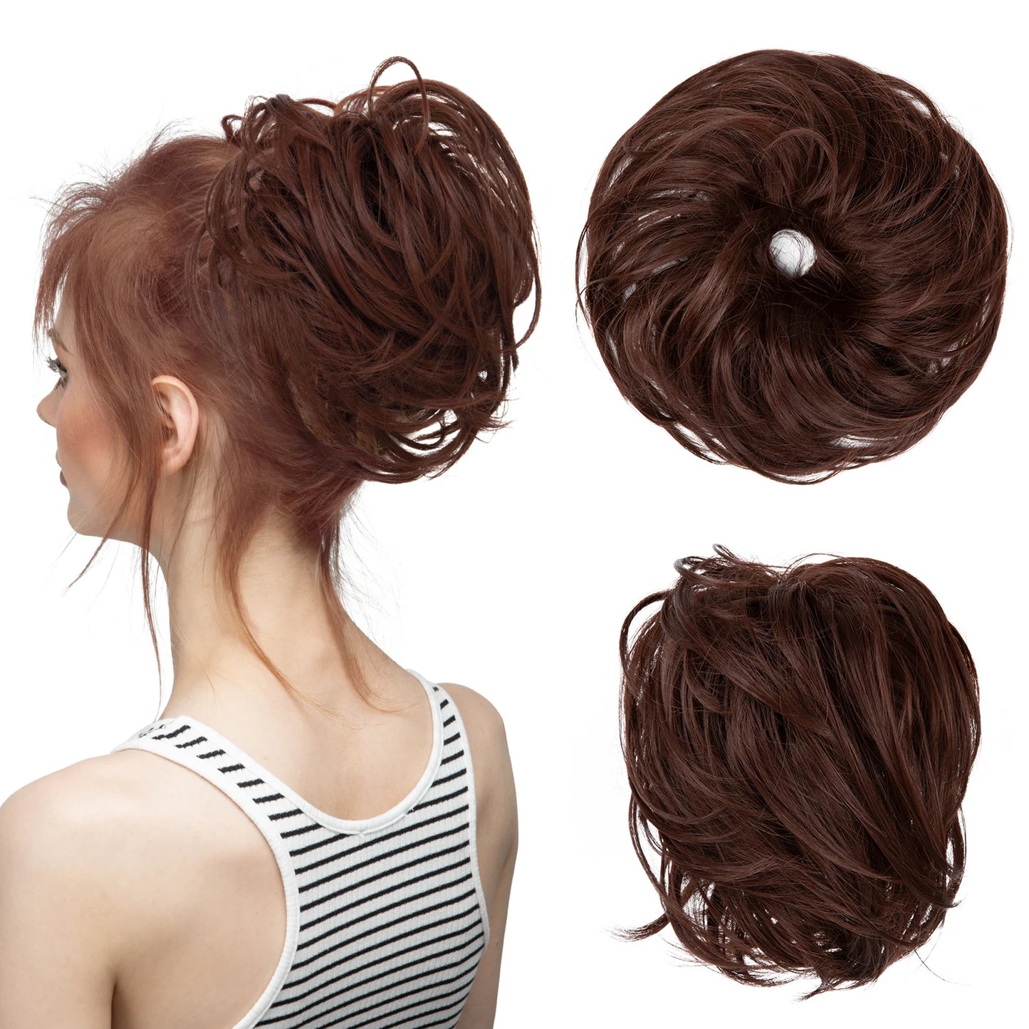 Synthetic Elastic Messy Bun Fake Hair Chignon Curly Scrunchie Updo Donut Hairpieces Bands Bundle Tail Blonde Hair For Women