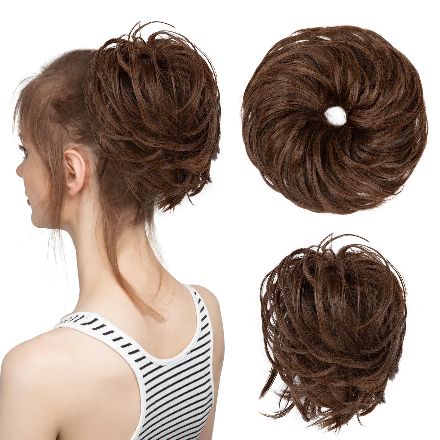Synthetic Elastic Messy Bun Fake Hair Chignon Curly Scrunchie Updo Donut Hairpieces Bands Bundle Tail Blonde Hair For Women