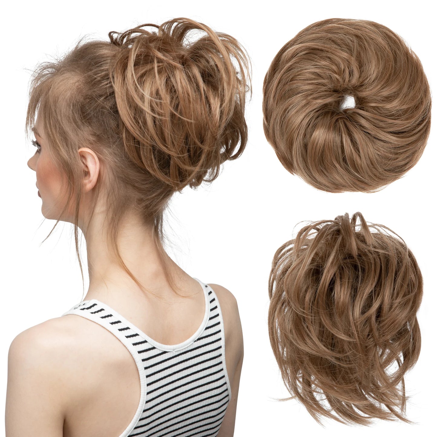 Synthetic Elastic Messy Bun Fake Hair Chignon Curly Scrunchie Updo Donut Hairpieces Bands Bundle Tail Blonde Hair For Women